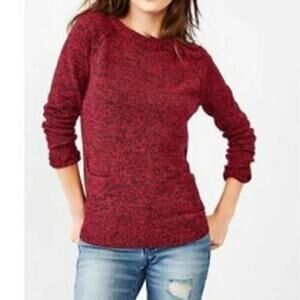 Gap Deep Red Speckled Knit Pullover Sweater Front Pockets Size XS